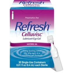Refresh Celluvisc Lubricant Eye Gel Preservative-Free Artificial Tears Drops - 0.01 fl oz (0.4mL) - 30 Single-Use Containers