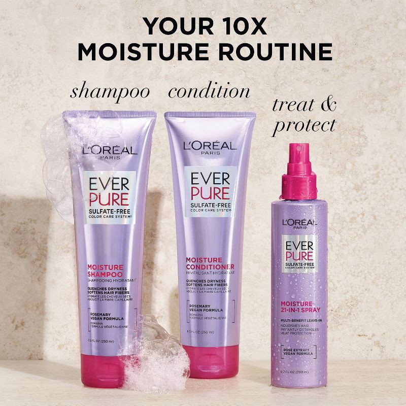 slide 7 of 10, L'Oreal Paris EverPure Moisture Rosemary Oil Shampoo for Dry Hair - 8.5 fl oz, 8.5 fl oz