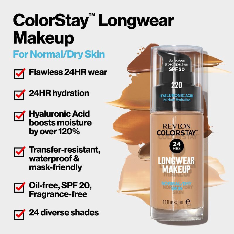 slide 3 of 11, Revlon ColorStay Makeup for Normal/Dry Skin with SPF 20 - 400 Caramel - 1 fl oz, 1 fl oz