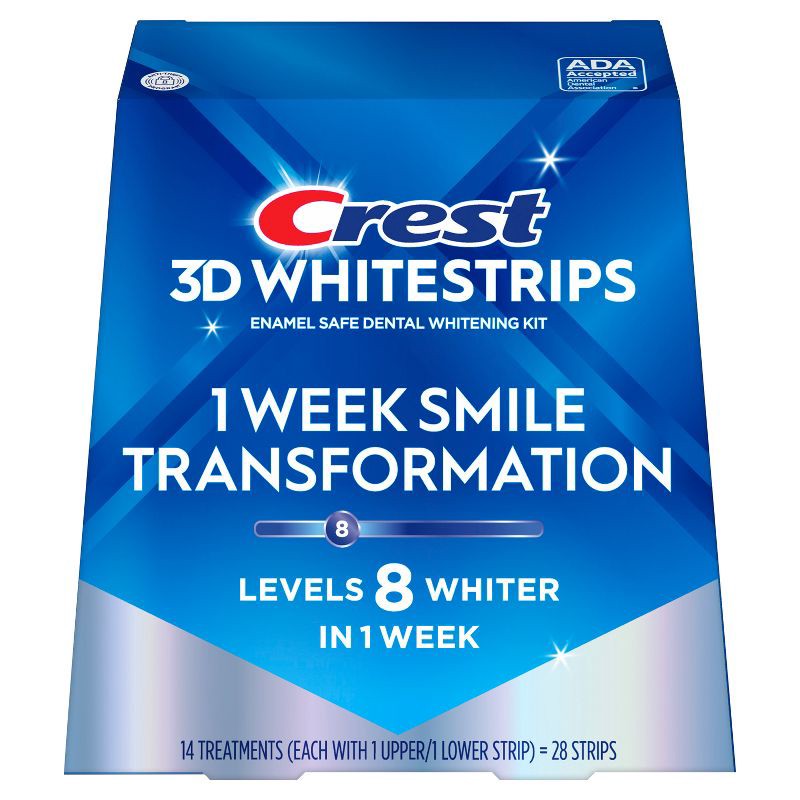 slide 10 of 11, Crest 3D Whitestrips 1 Week Smile Transformation At-home Teeth Whitening Kit - 14 Treatments, 28 ct