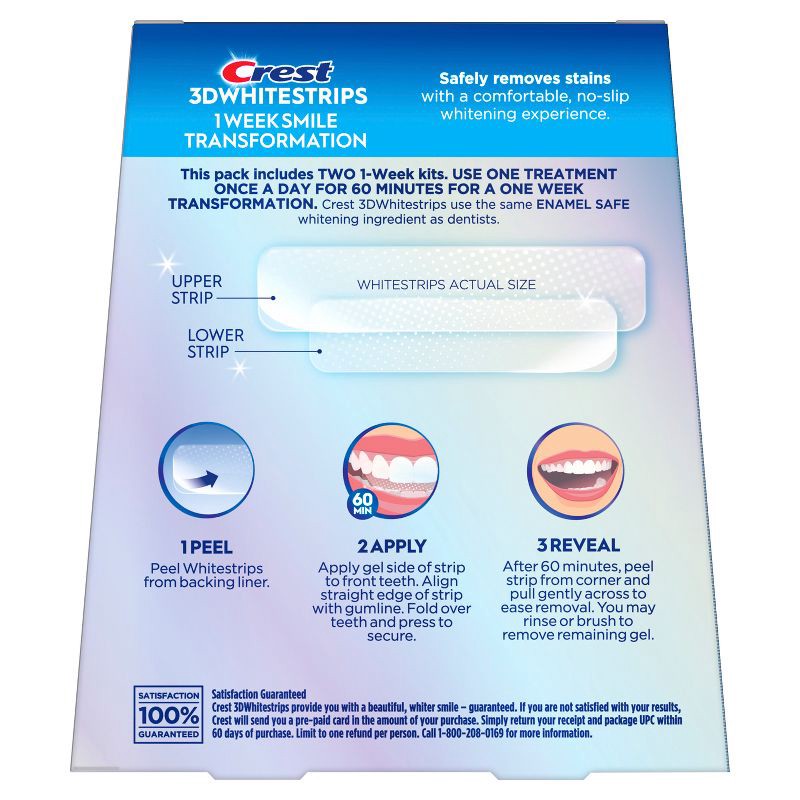 slide 11 of 11, Crest 3D Whitestrips 1 Week Smile Transformation At-home Teeth Whitening Kit - 14 Treatments, 28 ct