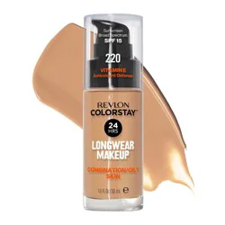Revlon ColorStay Makeup for Combination/Oily Skin - SPF 15 - 220 Beige - 1 fl oz: Liquid Foundation, Matte Finish, Artificial Fragrance-Free