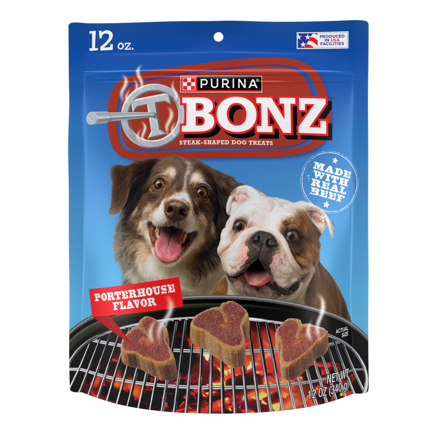 slide 1 of 6, T Bonz Steak-Shaped Porterhouse Flavor Dog Treats 12 oz, 12 oz