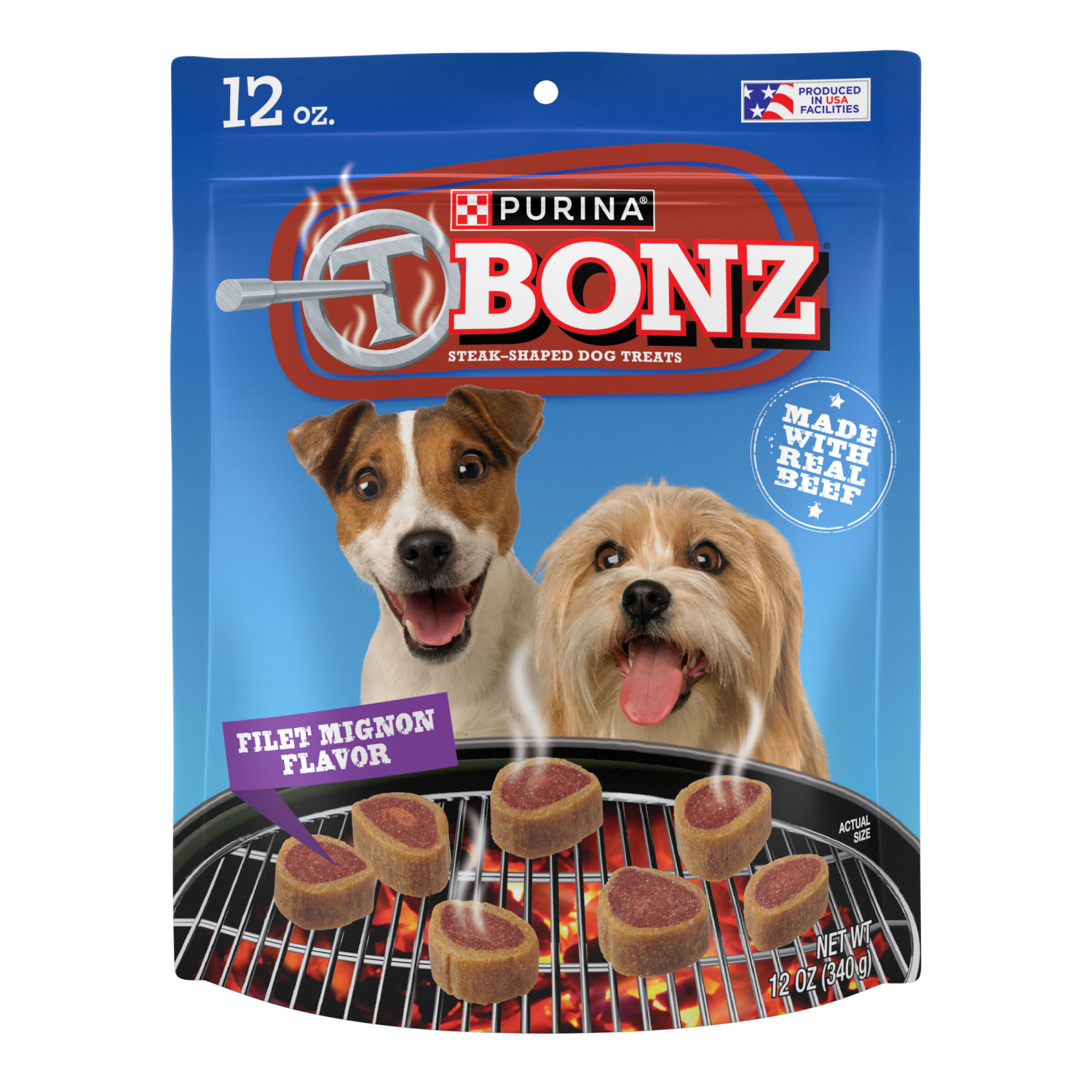 slide 1 of 6, T Bonz Steak-Shaped Filet Mignon Flavor Dog Treats 12 oz, 12 oz