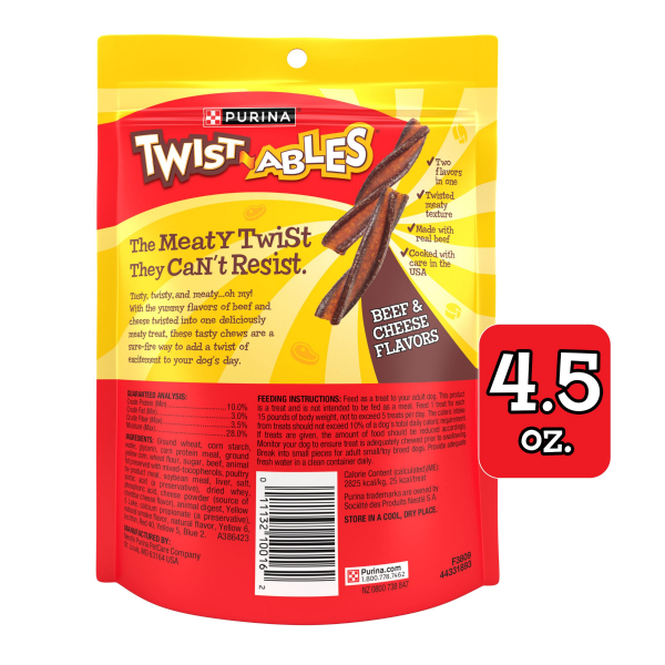 slide 6 of 17, Twist-Ables Beef & Cheese Flavors Dog Treats 4.5 oz, 4.5 oz