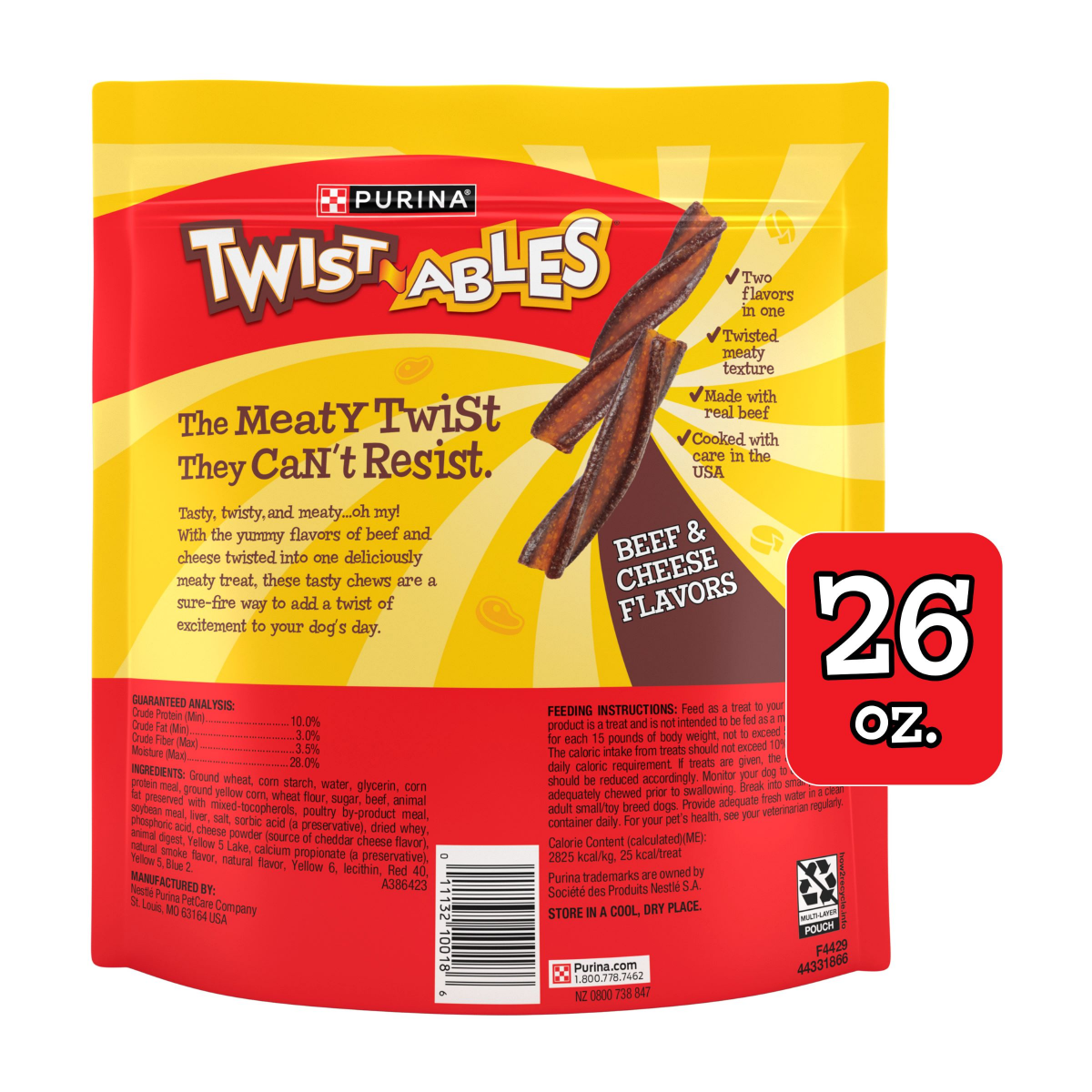 slide 5 of 5, Purina Twist-Ables Beef & Cheese Flavors Dog Treats 26 oz, 26 oz