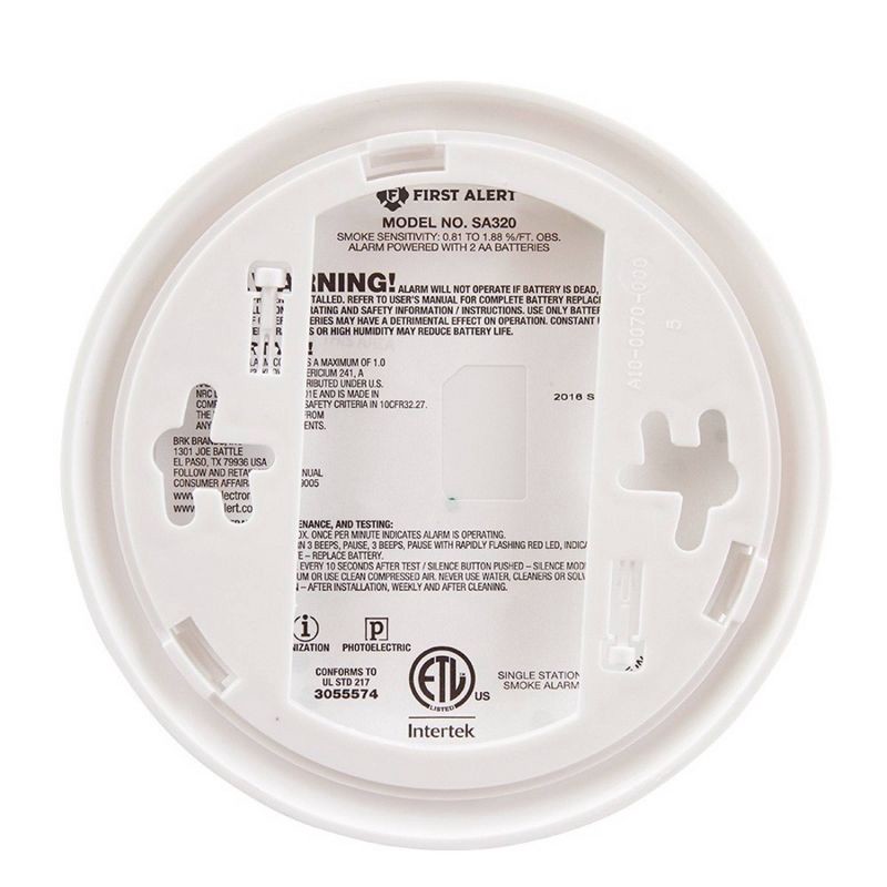 slide 5 of 6, First Alert SA320 Battery Powered Smoke Detector with Photoelectric and Ionization Sensors, 1 ct