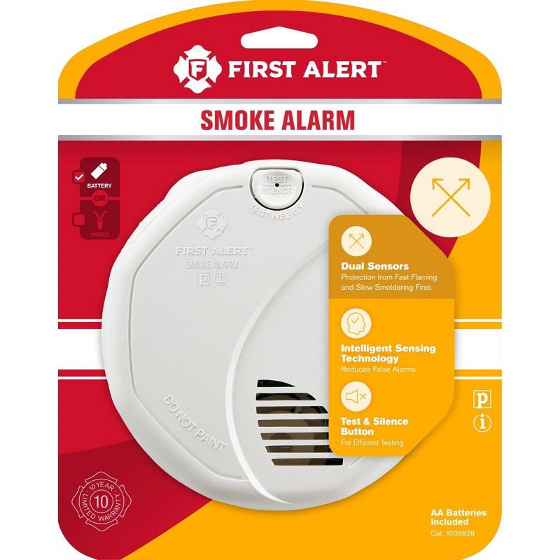 slide 1 of 6, First Alert SA320 Battery Powered Smoke Detector with Photoelectric and Ionization Sensors, 1 ct