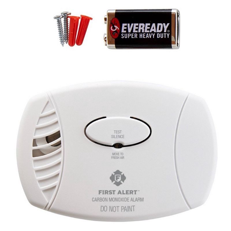 slide 4 of 9, First Alert CO400 Battery Powered Carbon Monoxide Detector: 9-Volt CO Alarm, Silences Unwanted Alarms, 7-Year Warranty, 1 ct