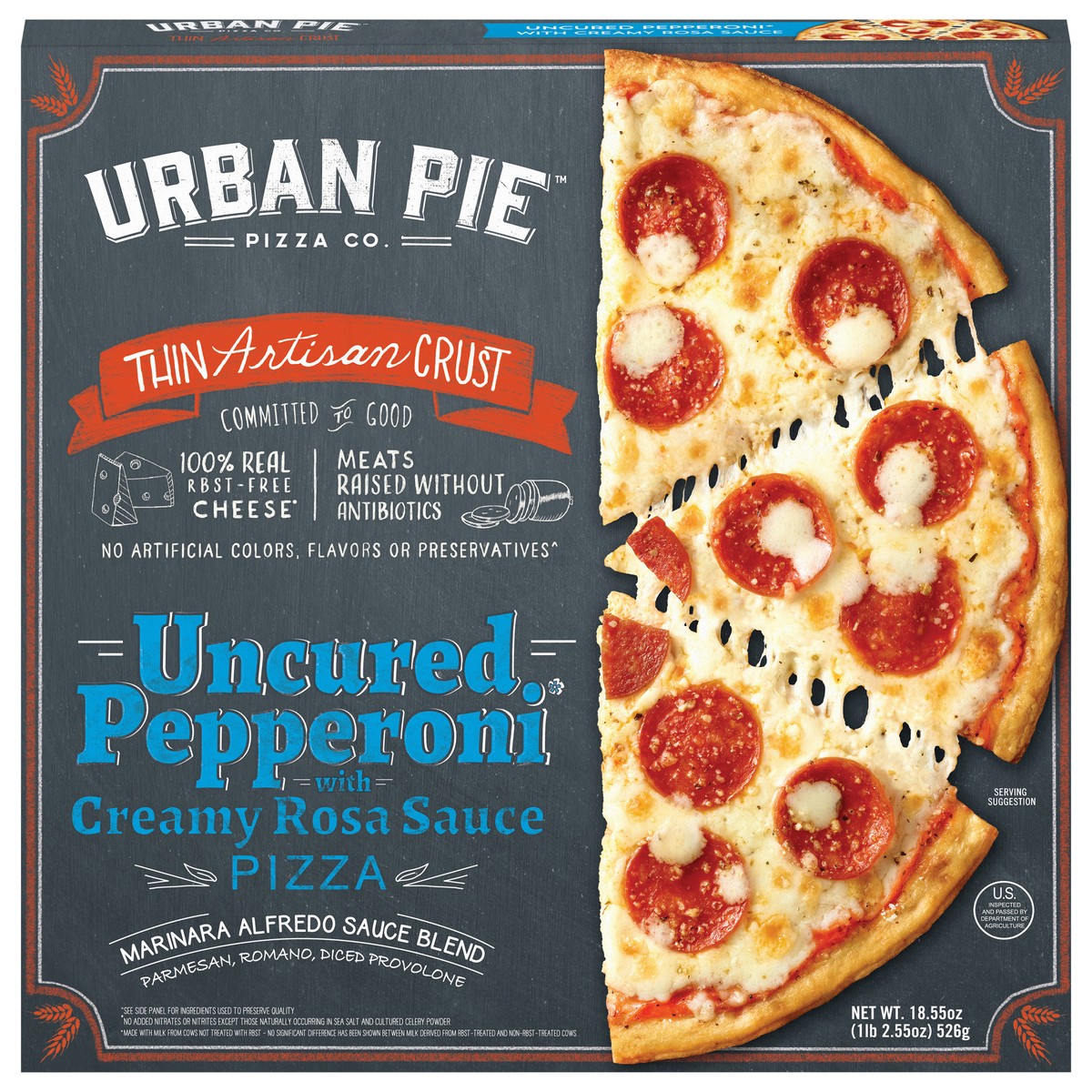 slide 4 of 14, Urban Pie Pizza Co. Thin Artisan Crust Uncured Pepperoni Pizza 18.55 oz, 1 ct