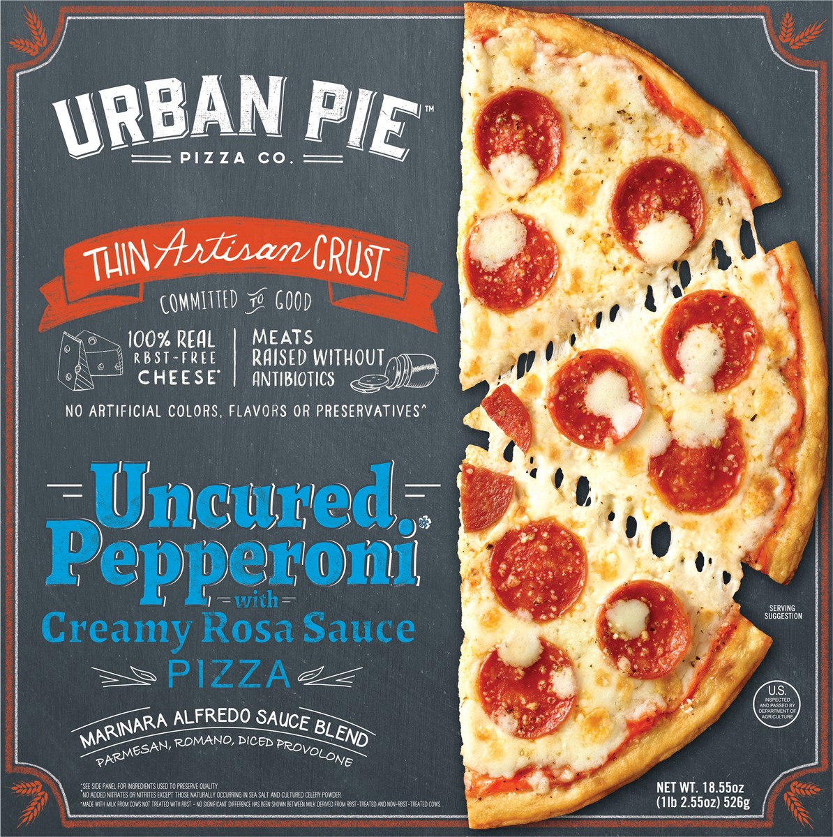 slide 7 of 14, Urban Pie Pizza Co. Thin Artisan Crust Uncured Pepperoni Pizza 18.55 oz, 1 ct