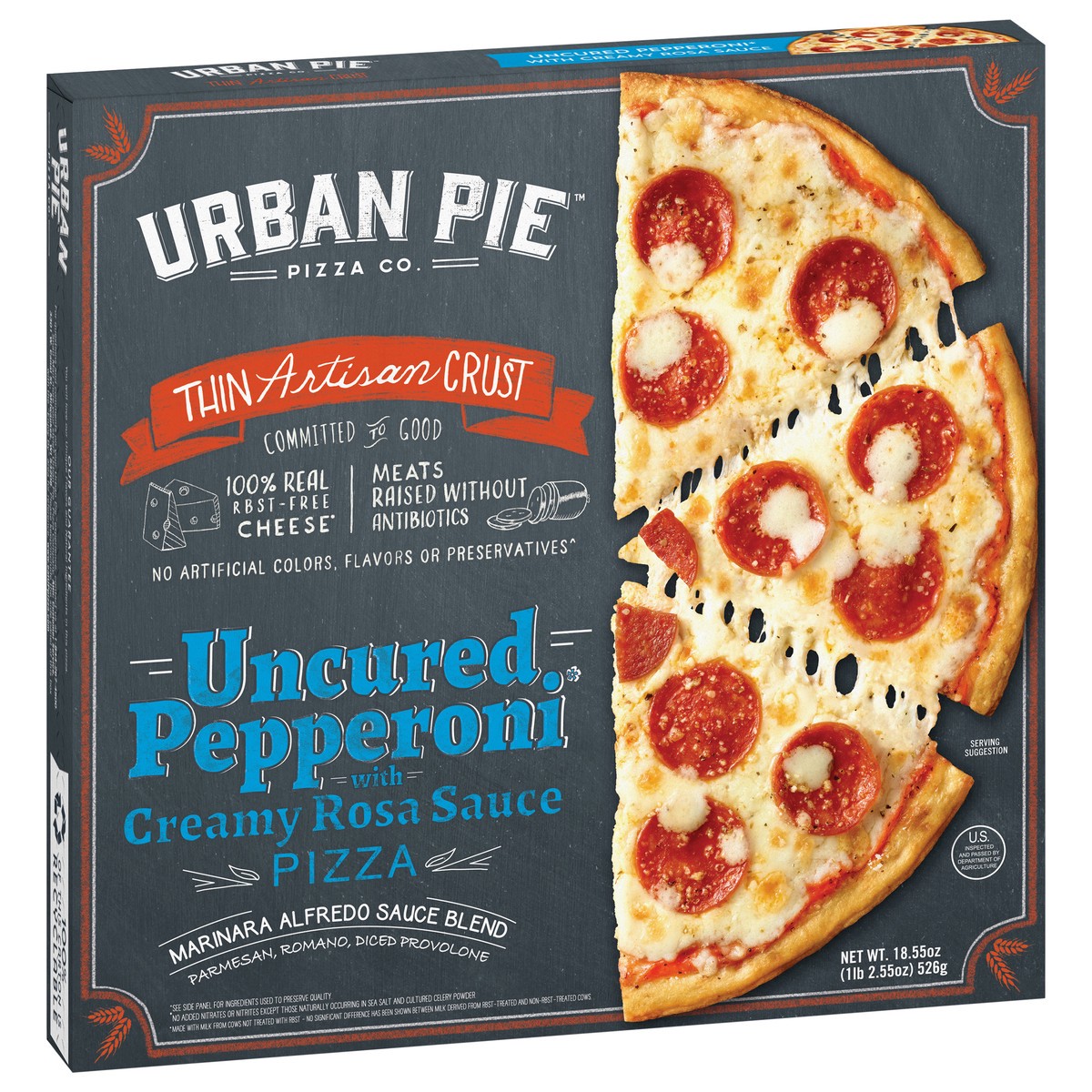 slide 3 of 14, Urban Pie Pizza Co. Thin Artisan Crust Uncured Pepperoni Pizza 18.55 oz, 1 ct