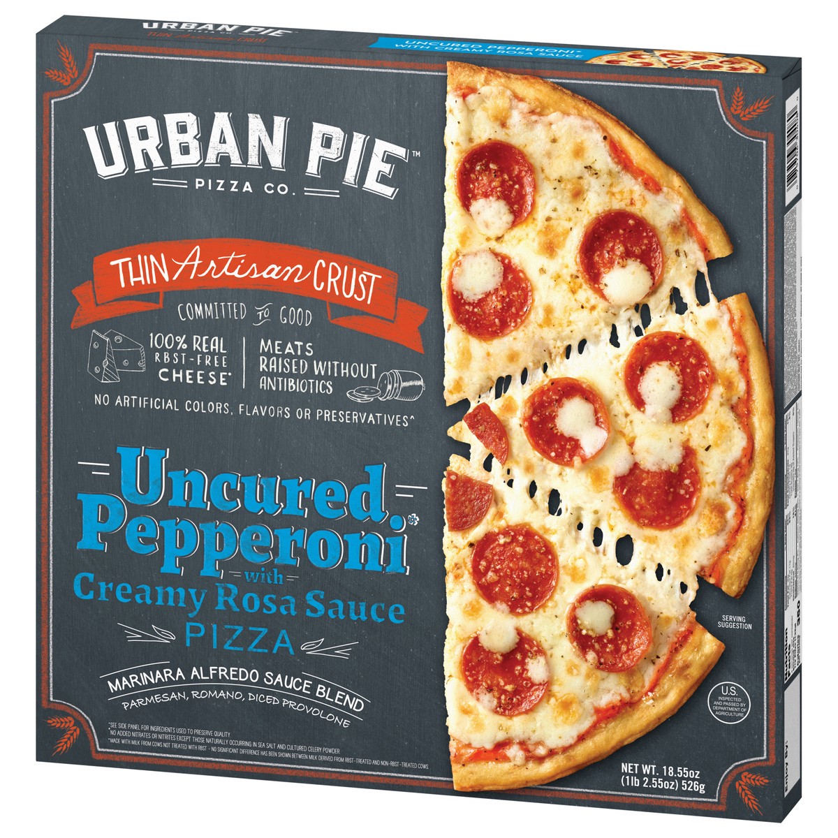 slide 6 of 14, Urban Pie Pizza Co. Thin Artisan Crust Uncured Pepperoni Pizza 18.55 oz, 1 ct