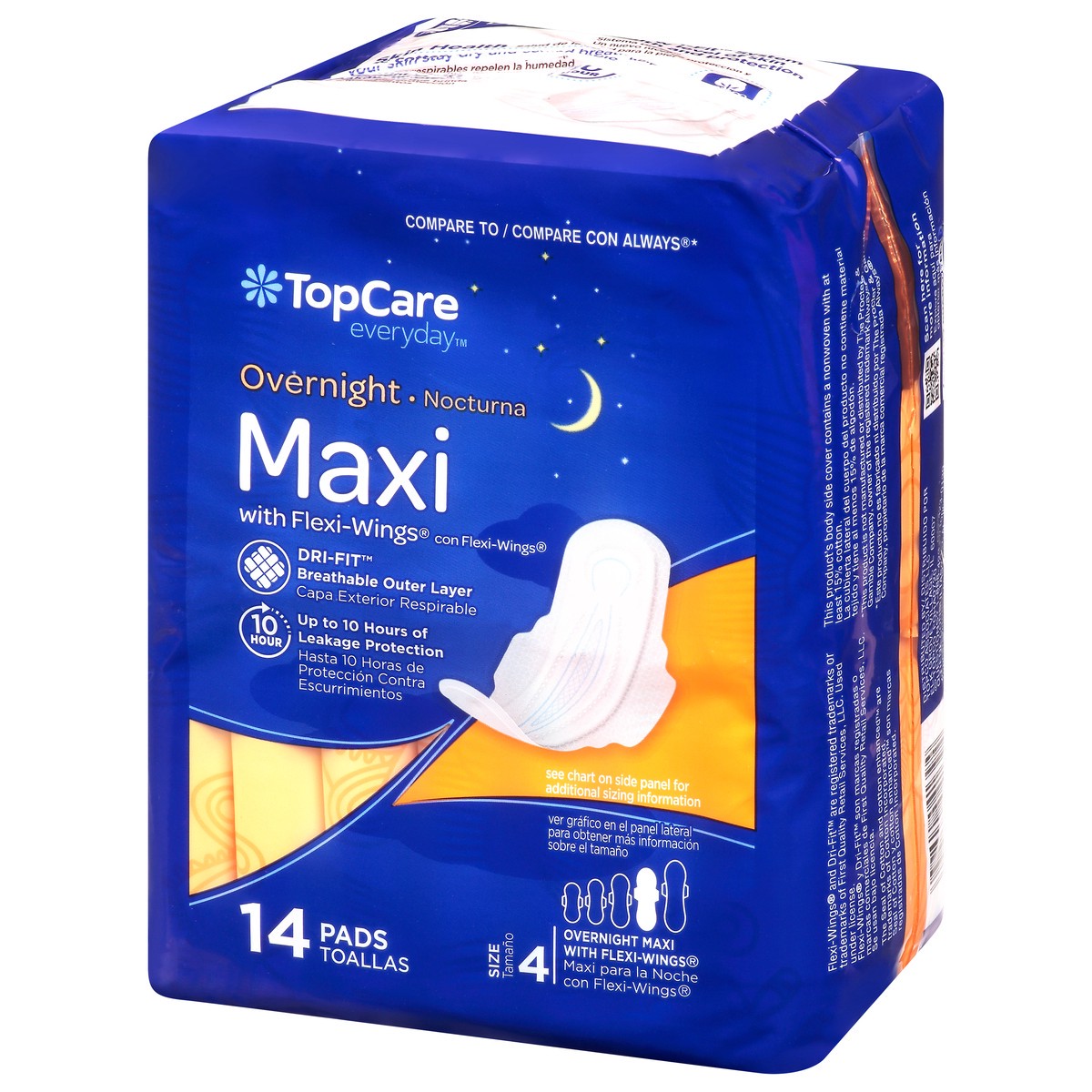 slide 9 of 9, TopCare Everyday Size 4 With Flexi-Wings Maxi Overnight Pads 14 ea, 14 ct