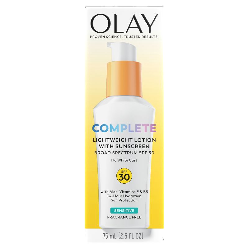 slide 2 of 17, Olay Complete Lotion Moisturizer - Sensitive Skin - SPF 30 - 2.5 fl oz, 30 ct; 2.5 fl oz