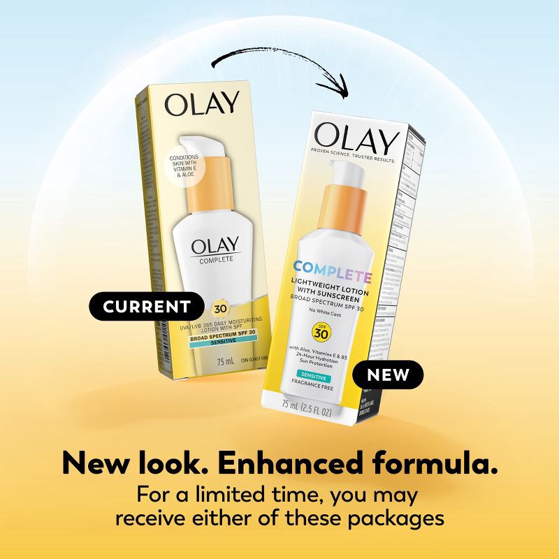 slide 17 of 17, Olay Complete Lotion Moisturizer - Sensitive Skin - SPF 30 - 2.5 fl oz, 30 ct; 2.5 fl oz