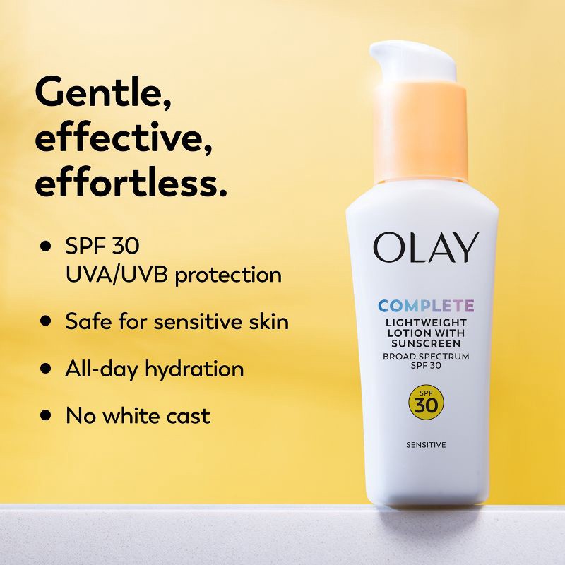 slide 4 of 17, Olay Complete Lotion Moisturizer - Sensitive Skin - SPF 30 - 2.5 fl oz, 30 ct; 2.5 fl oz