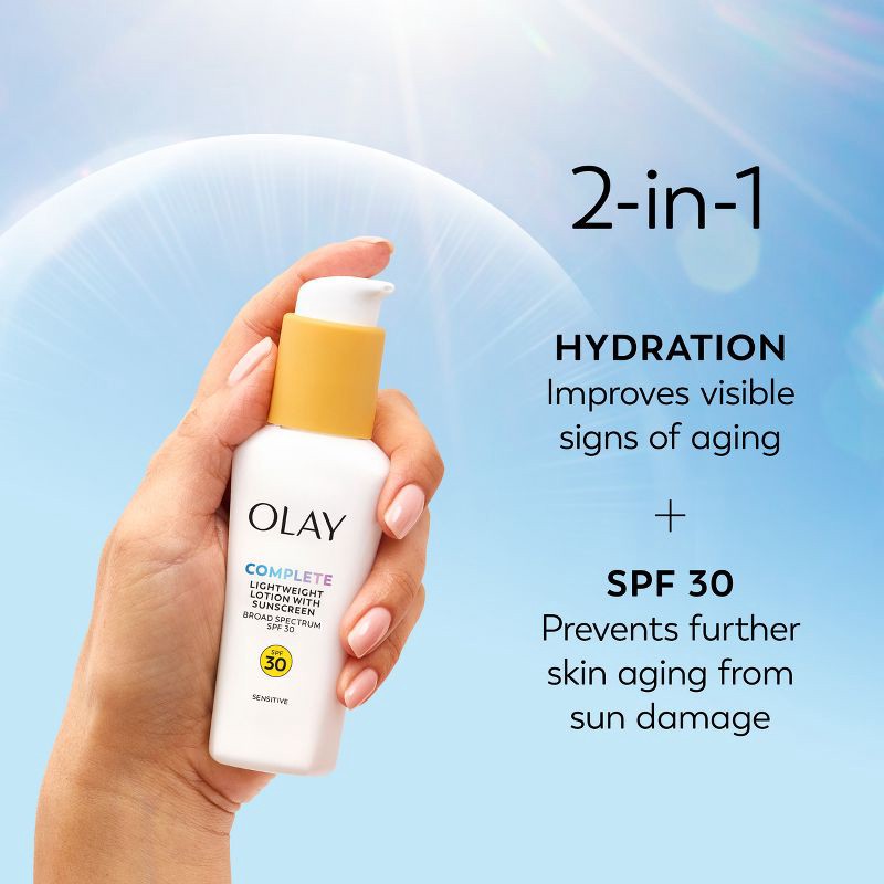 slide 7 of 17, Olay Complete Lotion Moisturizer - Sensitive Skin - SPF 30 - 2.5 fl oz, 30 ct; 2.5 fl oz
