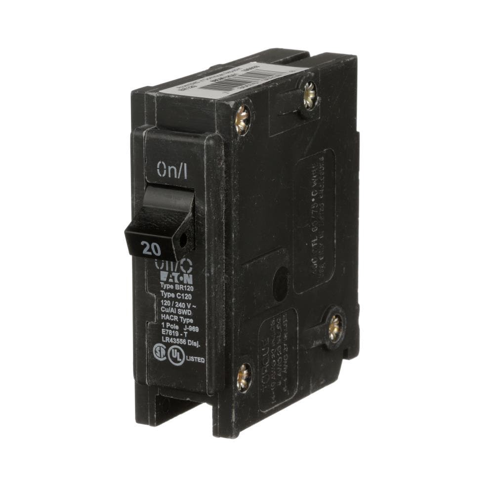 slide 2 of 6, Eaton Type BR 20-amp 1 -Pole Standard trip Circuit Breaker, 1 ct