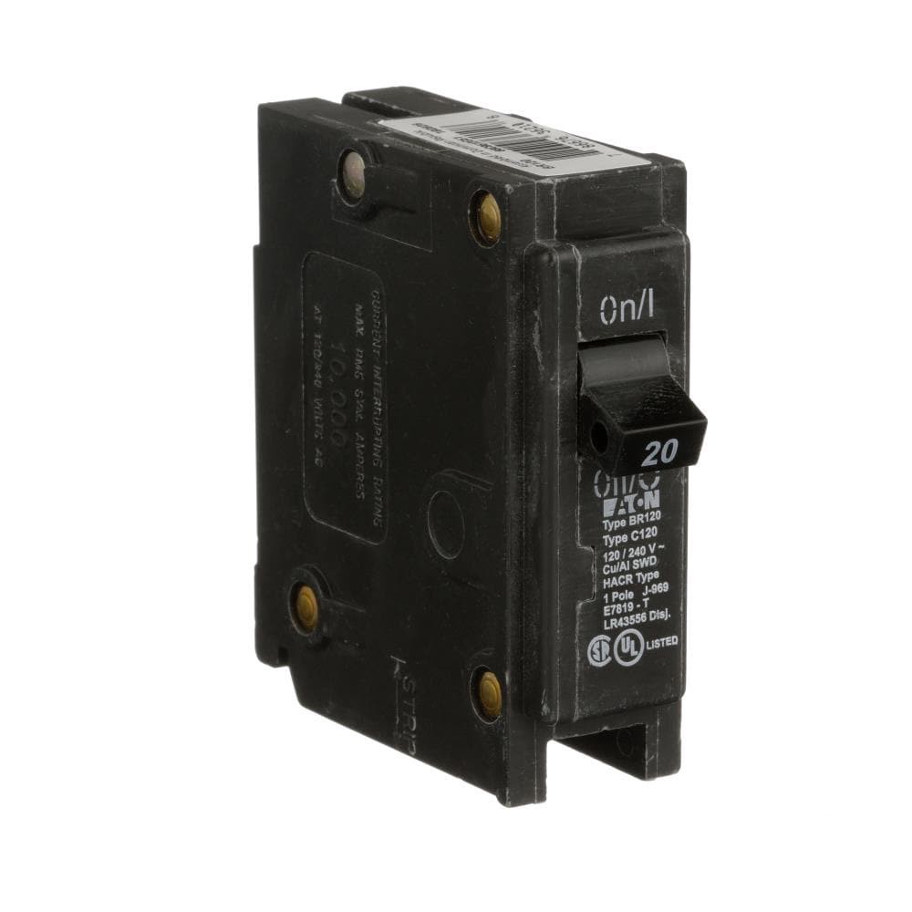 slide 6 of 6, Eaton Type BR 20-amp 1 -Pole Standard trip Circuit Breaker, 1 ct