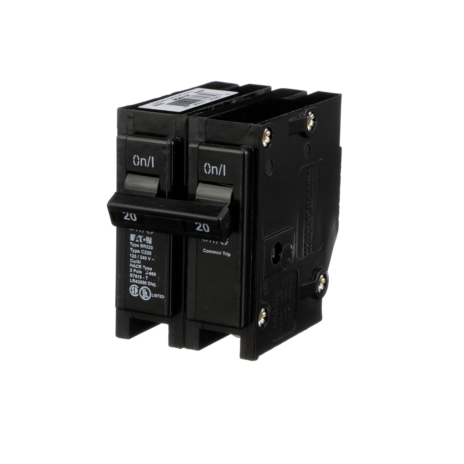 slide 3 of 6, Eaton Type BR 20-amp 2 -Pole Standard trip Circuit Breaker, 1 ct