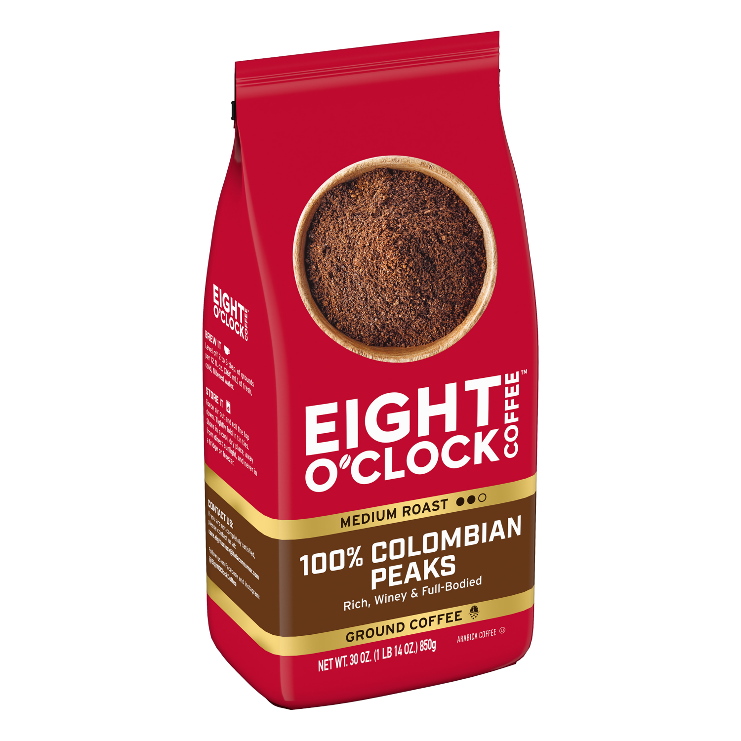 slide 4 of 6, Eight O'Clock Coffee Medium Roast Ground 100% Colombian Peaks Coffee 30 oz, 30 oz