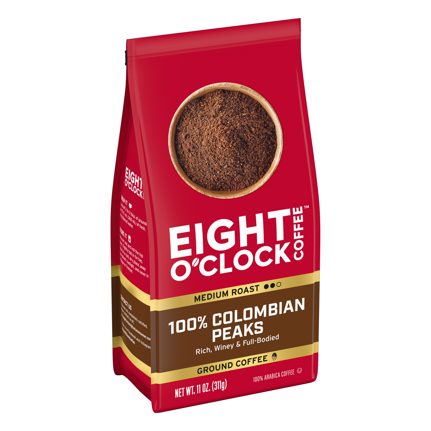slide 4 of 6, EIGHT O CLOCK COFFEE Eight O'clock Coffee Ground Medium Roast 100% Colombian Peaks Coffee 11 Oz, 11 oz