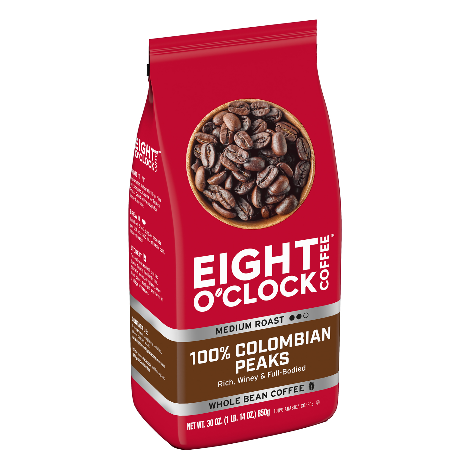 slide 4 of 6, Eight O'Clock Coffee Eight O'Clock Colombian Peaks Whole Bean Coffee - 30 oz, 30 oz