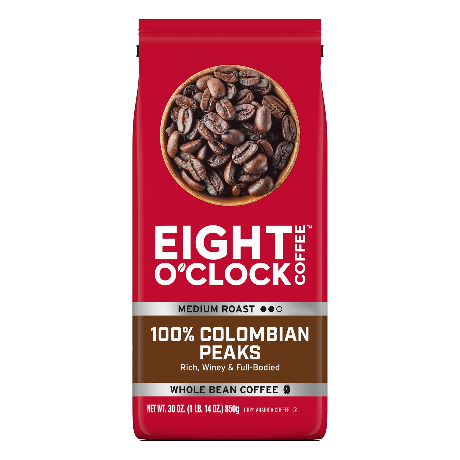 slide 1 of 6, Eight O'Clock Coffee Eight O'Clock Colombian Peaks Whole Bean Coffee - 30 oz, 30 oz