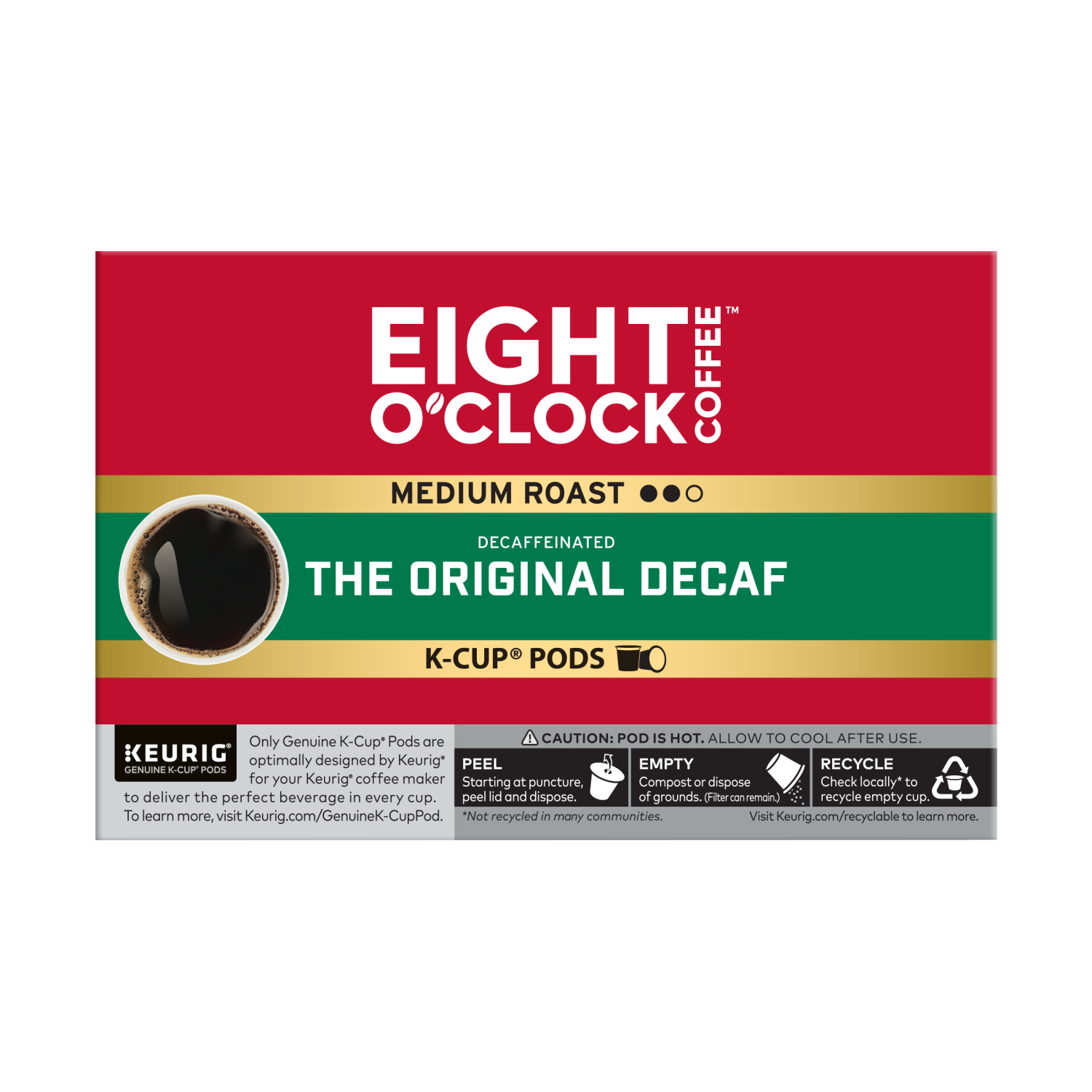 slide 2 of 2, Eight O'Clock Coffee Original Decaf Medium Roast K-Cup Coffee Pods, 12 Count, 12 ct
