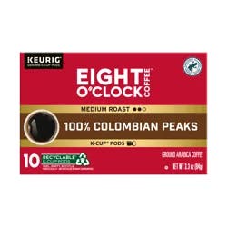 Eight O'Clock Coffee Colombian Peaks Keurig Single-Serve K-Cup Pods, Medium Roast Coffee, 10 Count