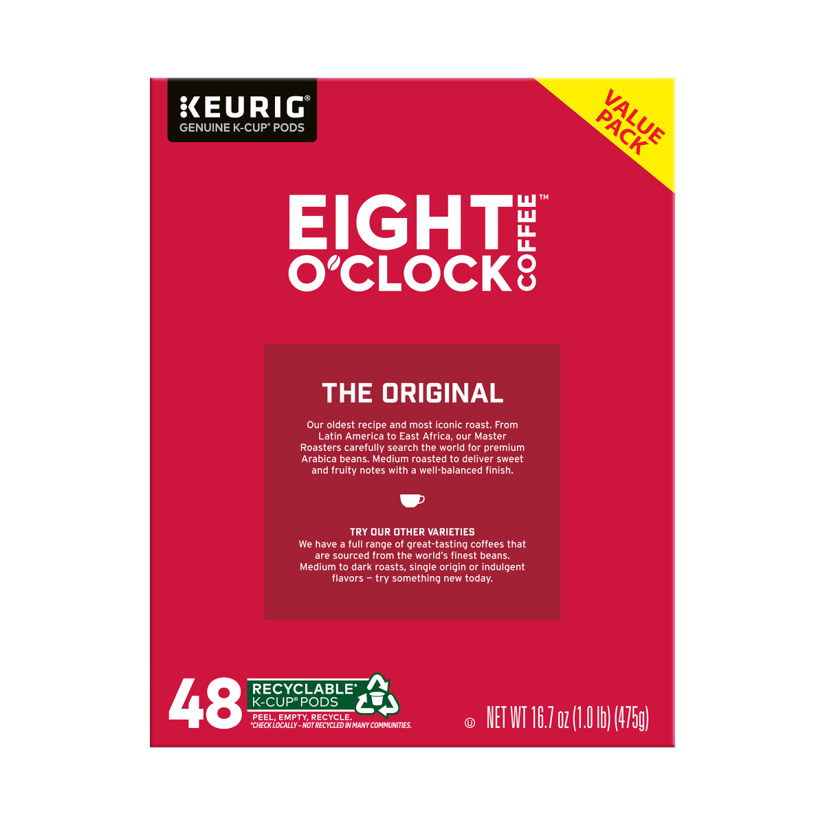 slide 4 of 6, Eight O'Clock Coffee Medium Roast The Original Coffee Value Pack 48 K-Cup Pods, 48 ct