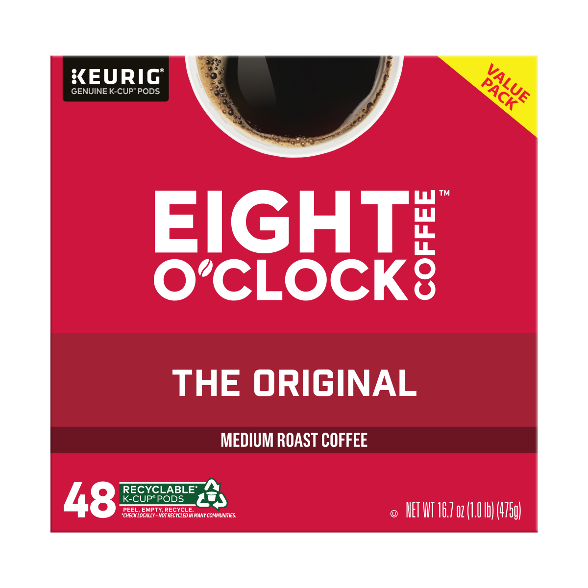 slide 5 of 6, Eight O'Clock Coffee Medium Roast The Original Coffee Value Pack 48 K-Cup Pods, 48 ct