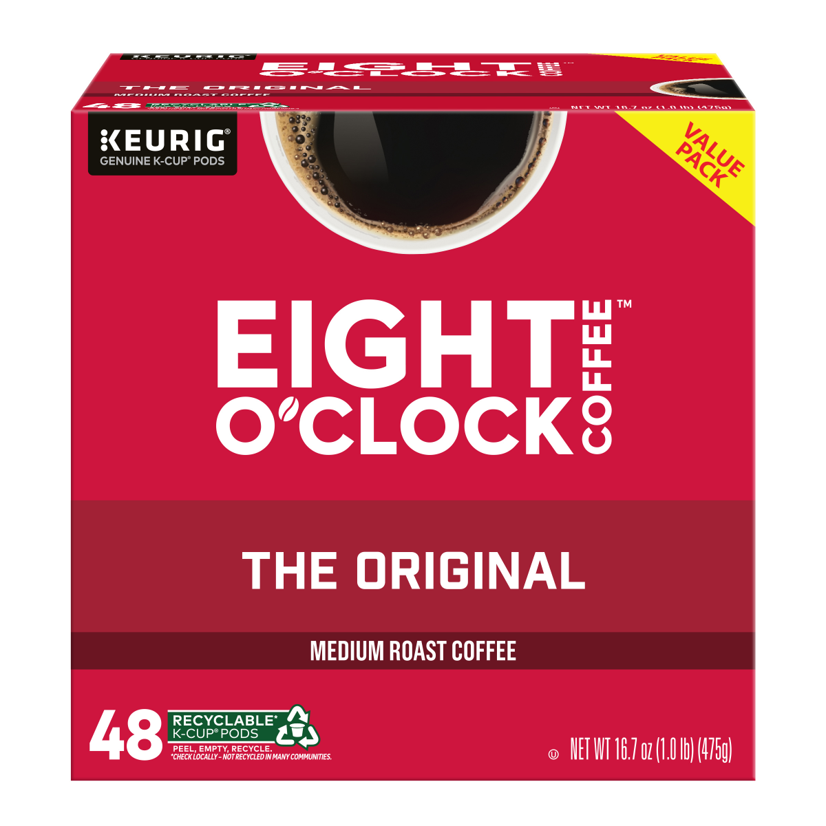 slide 1 of 6, Eight O'Clock Coffee Medium Roast The Original Coffee Value Pack 48 K-Cup Pods, 48 ct