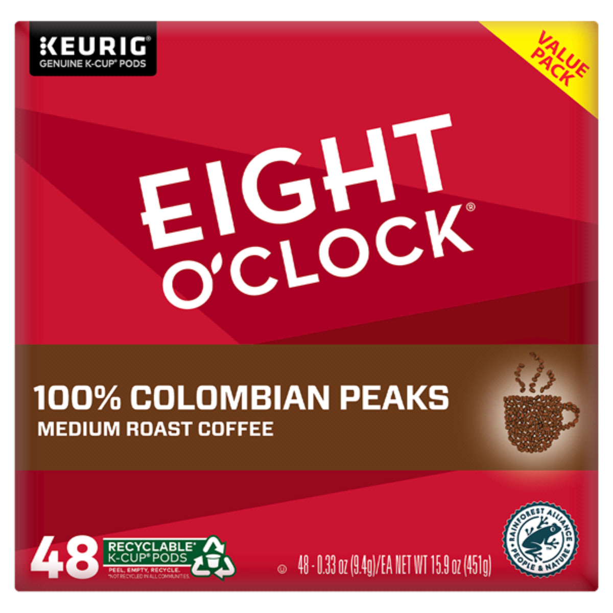 slide 3 of 7, Eight O'Clock Coffee Medium Roast 100% Colombian Peaks Coffee Value Pack K-Cup Pods - 48 ct, 48 ct