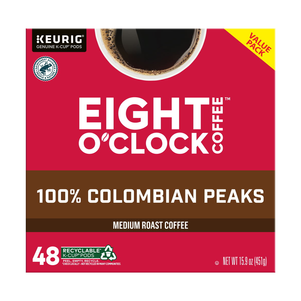 slide 6 of 7, Eight O'Clock Coffee Medium Roast 100% Colombian Peaks Coffee Value Pack K-Cup Pods - 48 ct, 48 ct