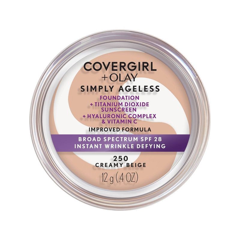 slide 1 of 6, COVERGIRL + Olay Simply Ageless Wrinkle Defying Foundation Compact - 250 Cream Beige - 0.4oz, 0.4 oz