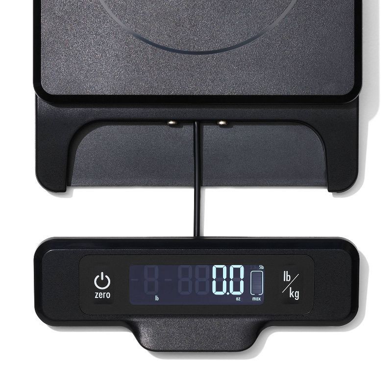 slide 2 of 8, OXO 5Lb Food Scale with Pull Out Display: Kitchen Scale, Backlit Electronic Display, Black, Battery Powered, 5 lb