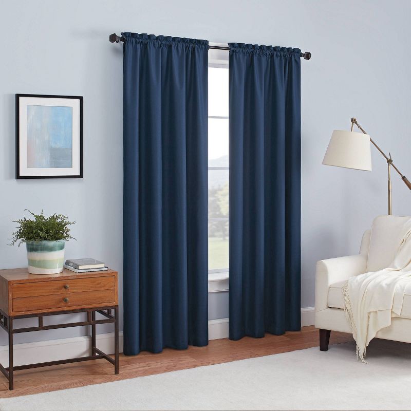 slide 3 of 9, 42"x84" Eclipse Blackout Braxton Thermaback Window Curtain Panel Blue, 1 ct