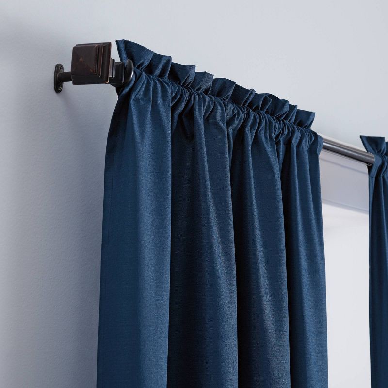 slide 2 of 9, 42"x63" Eclipse Blackout Braxton Thermaback Window Curtain Panel Blue: Thermal Insulated, Solid, Rod Pocket, 1 ct