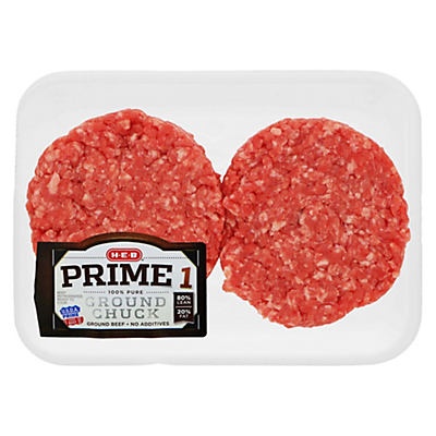 slide 1 of 1, H-E-B Prime 1 Ground Chuck Patty, per lb