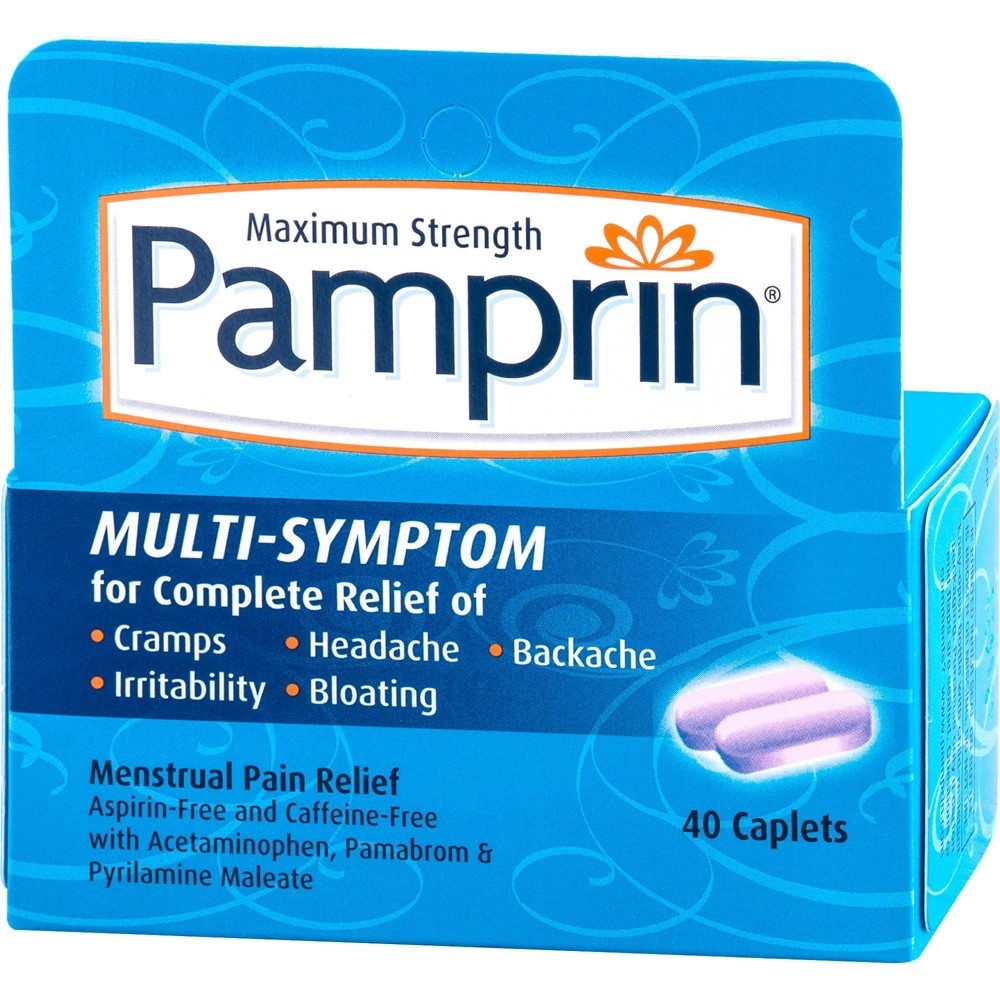 slide 3 of 3, Pamprin Multi-Symptom Menstrual Pain Relief Tablets - Acetaminophen, 40 ct