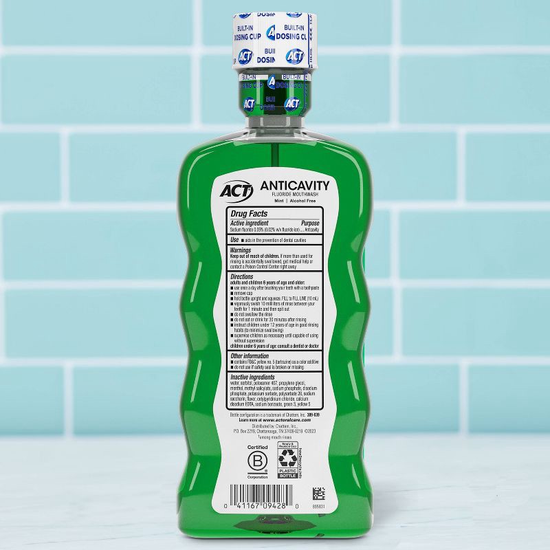 slide 2 of 5, ACT Mint Fluoride Rinse Mouthwash - 18 fl oz, 18 fl oz