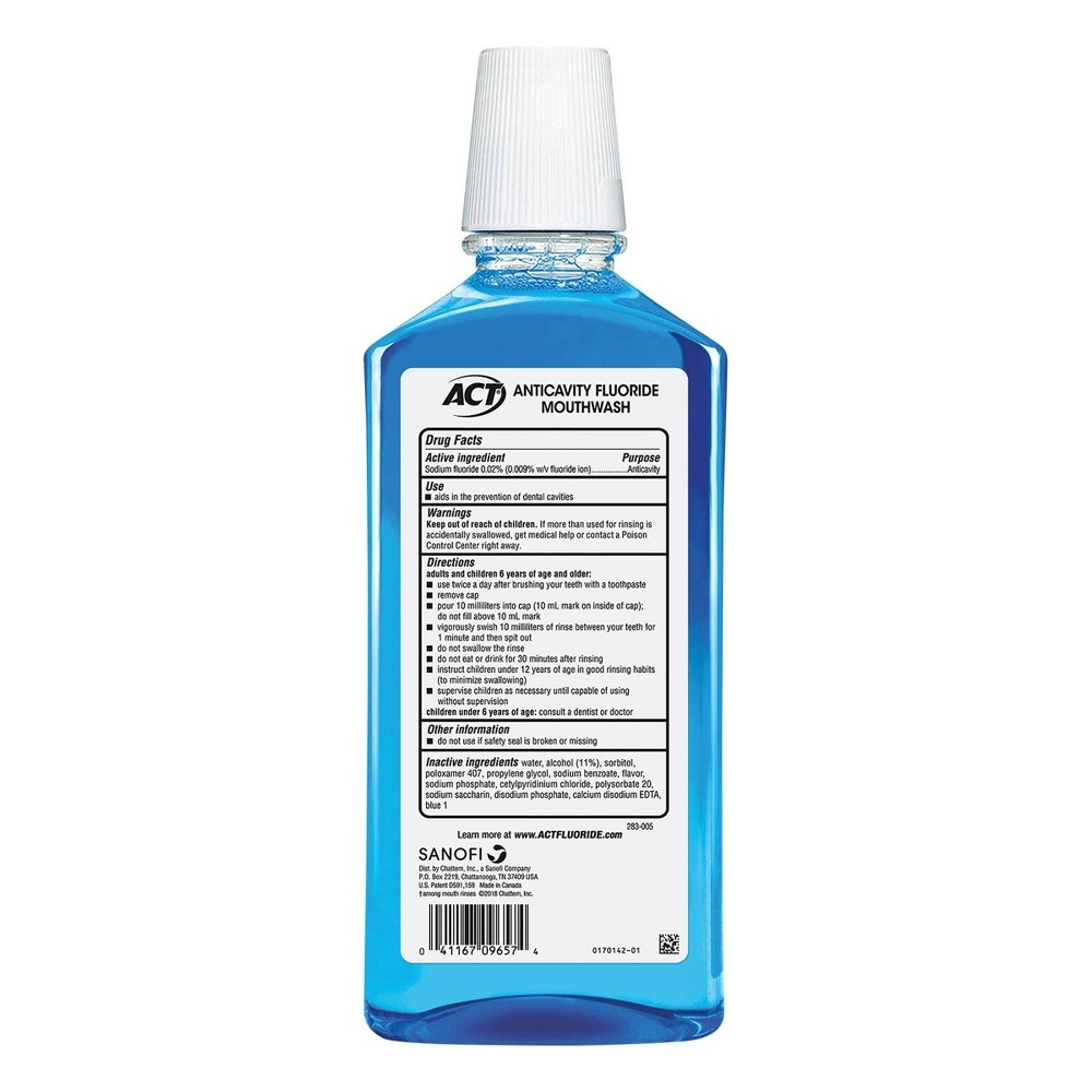 slide 7 of 7, Act Total Care Anticavity Fluoride Mouthwash Icy Clean Mint, 33.8 fl oz