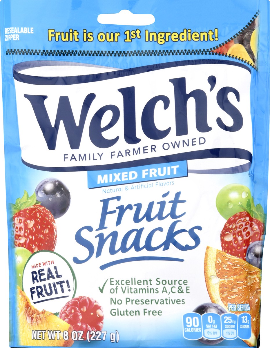 slide 8 of 9, Welch's Fruit Snacks 8oz Mixed Fruit Stand Up Bag, 8 oz