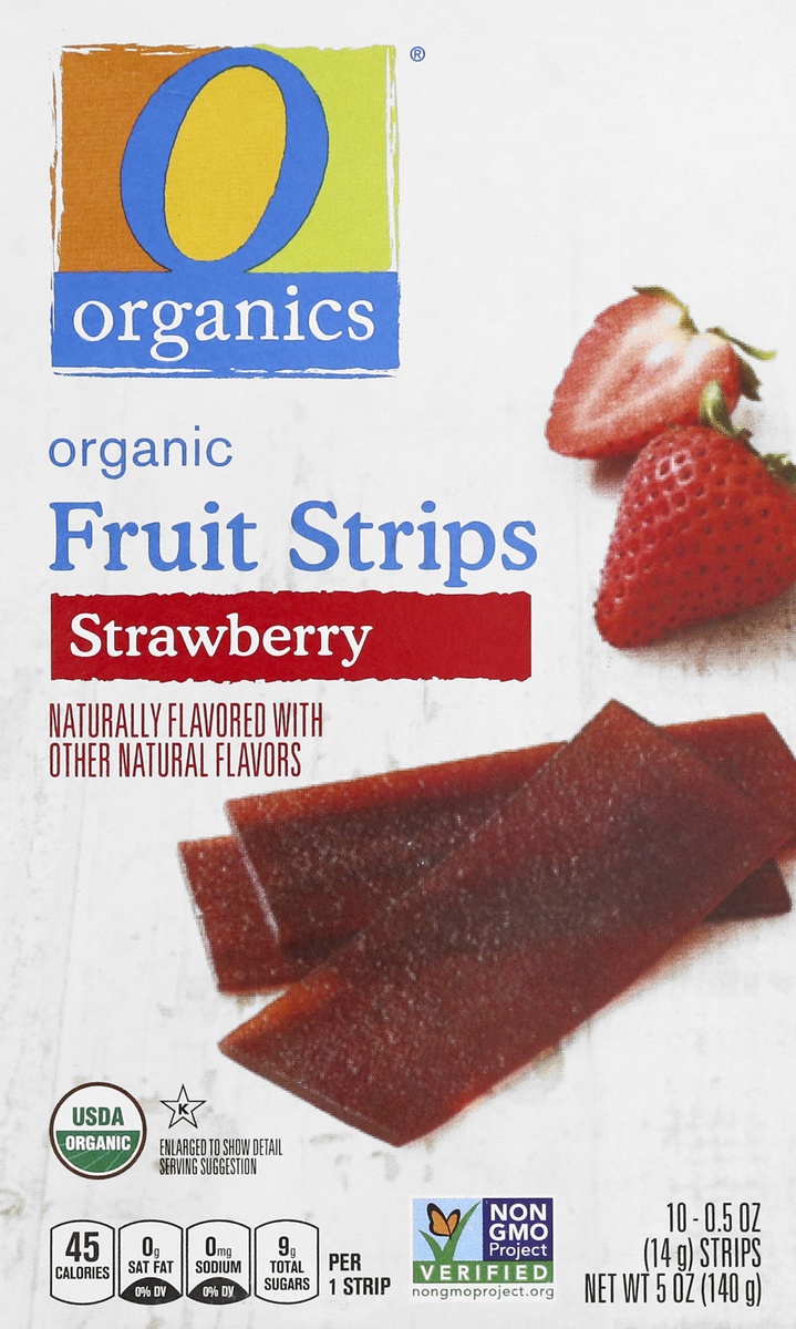 slide 7 of 9, O Organics O Orgnc Fruit Strips Strawberry, 5 oz