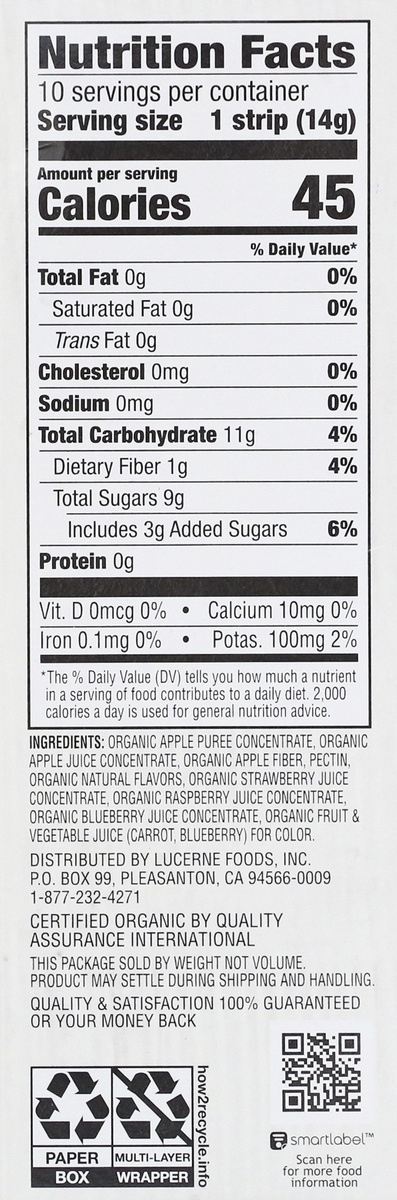 slide 5 of 9, O Organics O Orgnc Fruit Strips Wild Berry, 5 oz