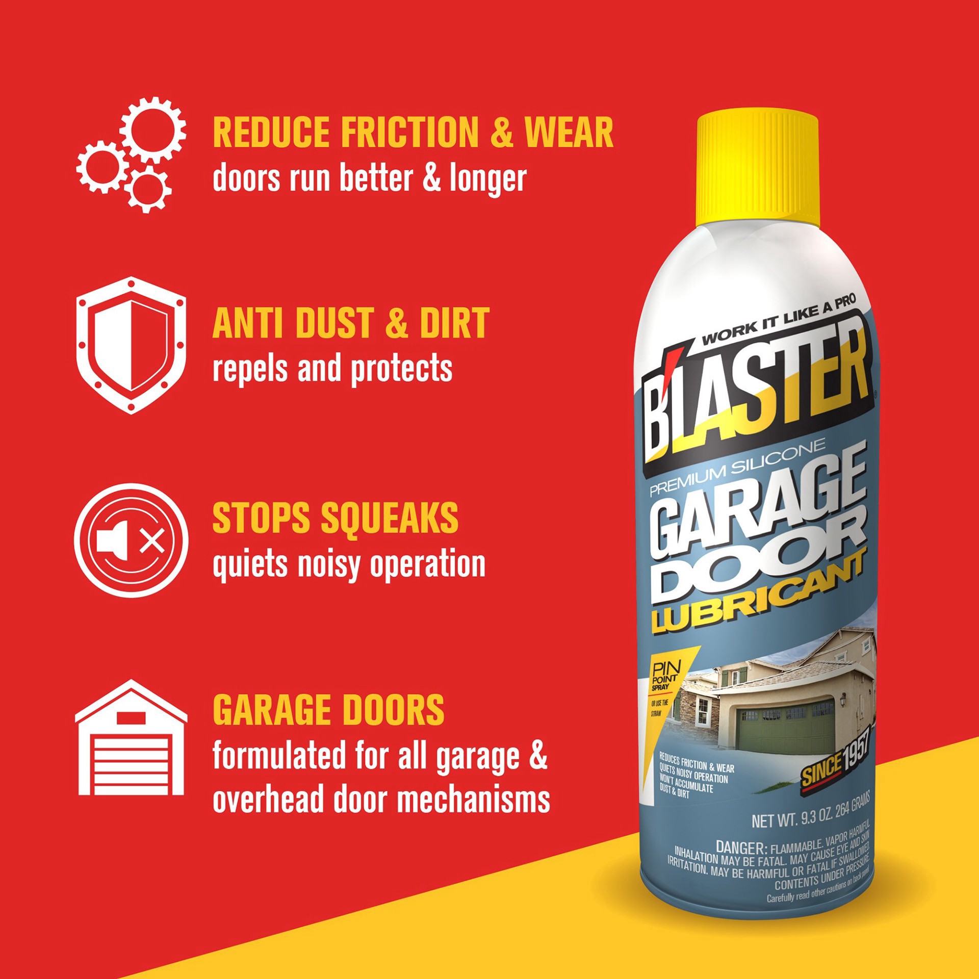 slide 6 of 6, B'laster Garage Door lubricant 9.3-oz Garage Door Lubricant, 9.3 oz