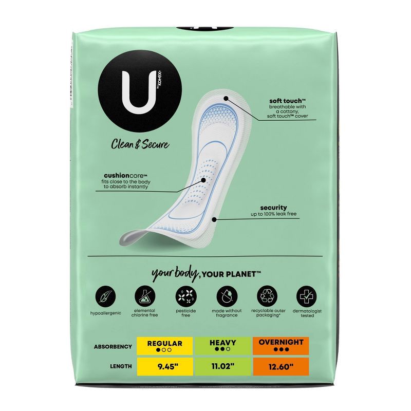 slide 3 of 11, U by Kotex Clean & Secure Heavy Ultra-Thin Feminine Fragrance Free Pads - Unscented - 56ct, 56 ct