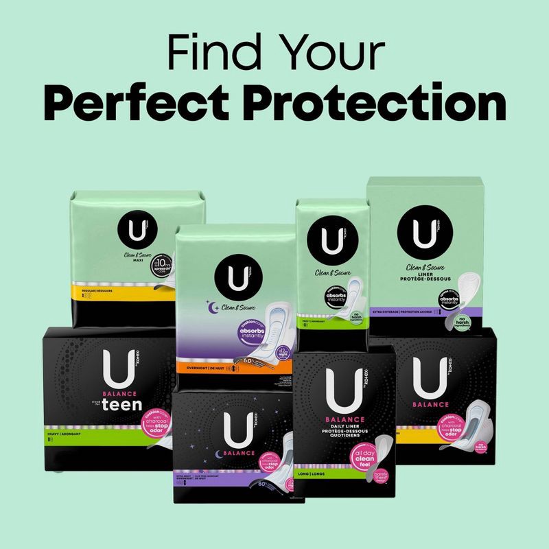 slide 10 of 13, U by Kotex Clean & Secure Heavy Ultra-Thin Feminine Fragrance Free Pads - Unscented - 56ct, 56 ct